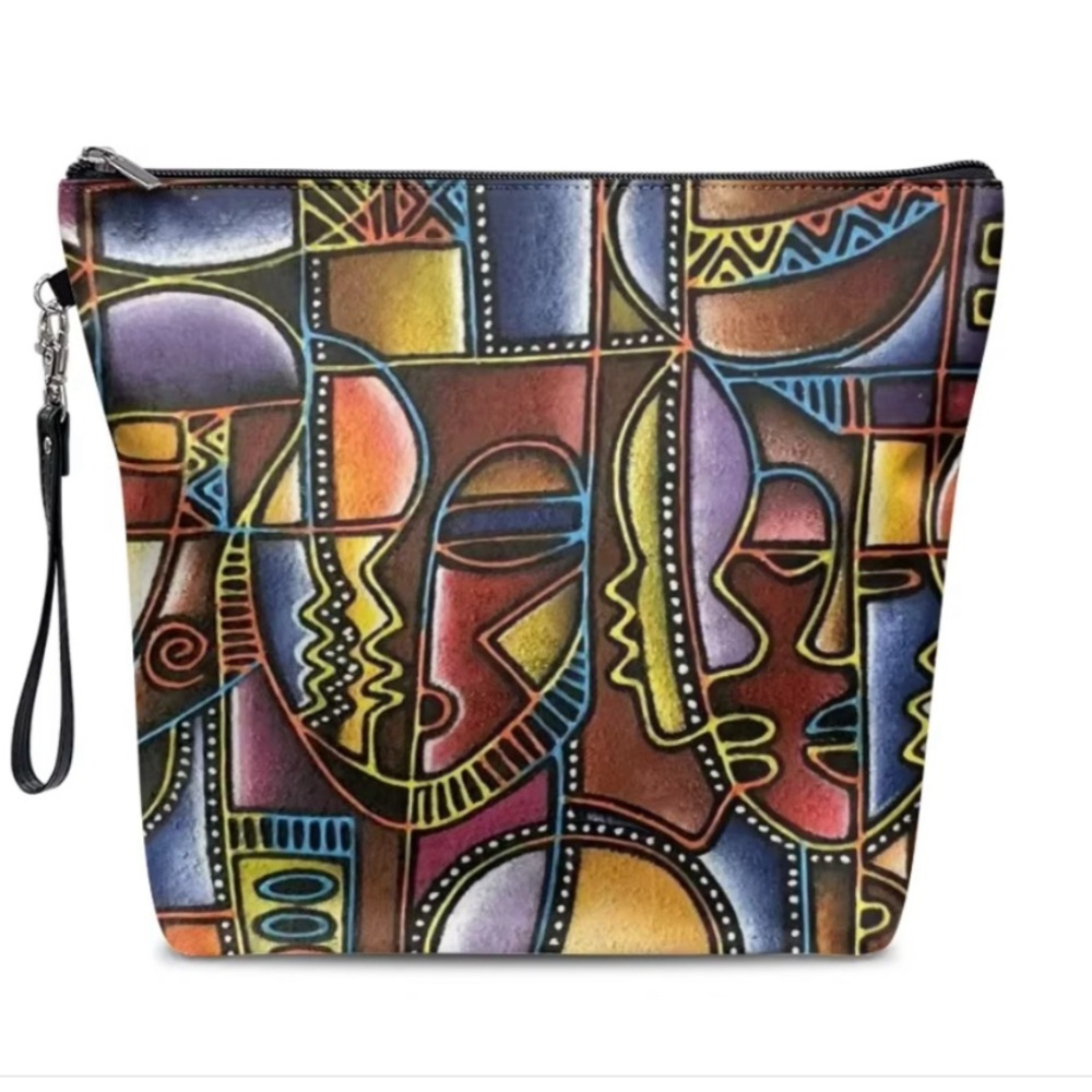 Aneka Brown Designs Multicolor Abstract New Oversized Vegan Leather Clutch